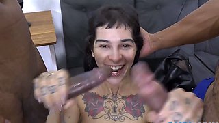 Stacy Snake Brunette Interracial Anal Foursome