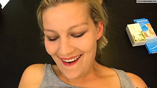 European Blond takes it in the ass POV