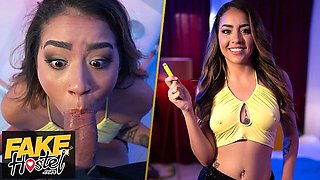 Lissome Steve Q and Kitty Love - cumshot movie - Fake Hostel