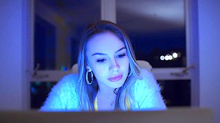 Two young cute babes, naomi and her friend, are having fun with a guy on the bed.