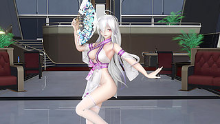 Featured Haku (yawane) - a Thousand Lanterns Traditional-style Seductive Qipao, Thong, White Stockings, High Heels