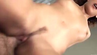 Curly stepdaughter blows before riding taboo dick in POV
