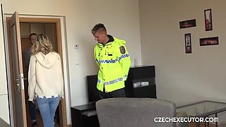 Czech Blonde Sucks Cops White Cock