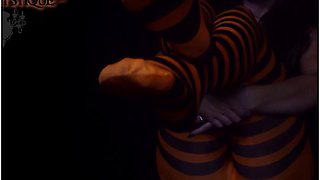 Joi Halloween Pantyhose Stripes In The Dark - Pantyhose Feet Joi - Nylon Foot Joi - Misha Mystique