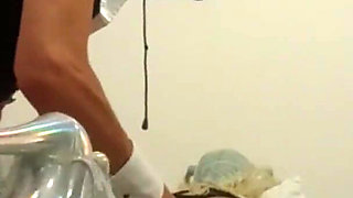 Laura with blonde pigtails and high heels throated and fucked