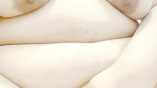 Leafy girl shows off her beautiful body and big breasts masturbating