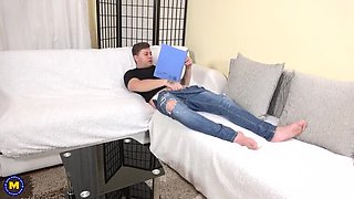 Three Horny Mature Ladies Fuck Young Toy Boy - Blonde MILFs Blowjob & Foursome
