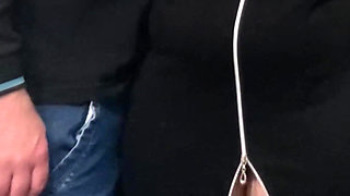 Strange Perv Fingering MILF Pussy in Public