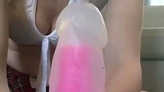 Redheaded amateur MILF with a sex toy on webcam show