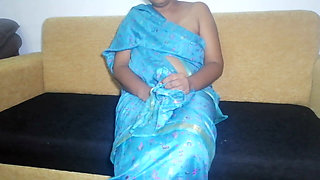 Desi Maid Dressed with Wire's Saree to Seduced