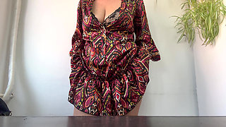 Hot sexy milf rubs her pussy through pantyhose