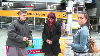 Czech Couples' Intense Group Sex: Tattooed Brunette & Redhead with Big Cocks