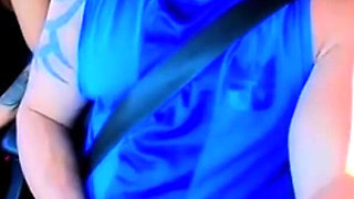 No Shame! Natzinha Flashing Her Tits in Traffic and Rubbing Herself.