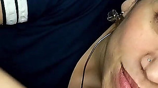 Quickie! Blowjob on the Couch and Cum Mouthful