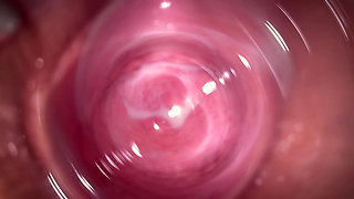Camera deep inside Mia's tiny creamy vagina