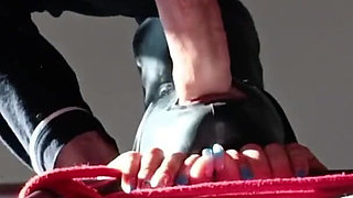 Bound and Hooded I'm Taking a Cock Down My Throat with Moaning and Spit