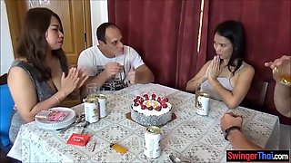 Asian Amateur Wives Get Swapped On A Birthday Party
