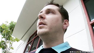 Lusty skinny brunette Evah penetrated in the doggy style pose