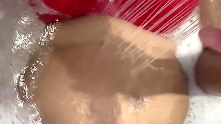 Indian BBW Bhabhi Taking Shower in Bathtub Showing Her Huge Boobs and Pussy