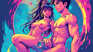 Unlock the Retro Charm Neon Vintage Anime Art Featuring Male and Female Characters