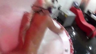Blonde Latina Gets Banged and Creampied in Foamy Tub