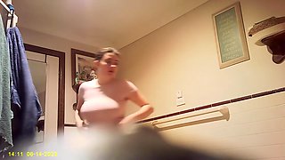 Sister reveals big breasts hidden under tight top