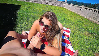 Big-bootied Latina Is Caught and Fucked While Sunbathing