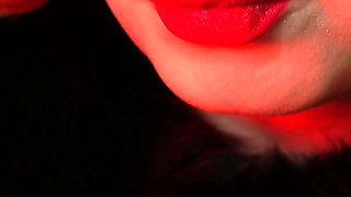 Lipstick fetish video - lady in fur close ups