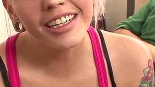 Colored hair babe gets fucked at the casting