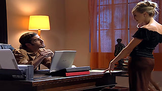 Blonde Secretary Care, Start with Deep Throat, Pussy Riding