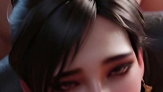 Hot brunette realistic 3d girl passionate sex.