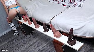 Horny Petite Japanese Wife Takes Monster Dildo Challenge! Rough Hardcore Riding