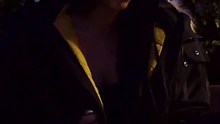 Busty Horny Girl Calls Her Ex-boyfriend While a Stranger Sucks Her Pussy in the Park