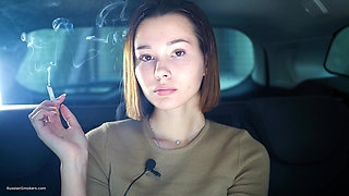 Sexy Russian Babe Smoking Cigarette Natural Setting