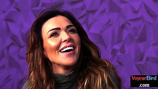 Teasing fem lady enjoys seducing guy while he strokes d