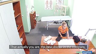 Blonde in sexy black lingerie Adriana Dryli screwed on the table