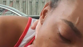 Petite Ebony Gagging on Bwc