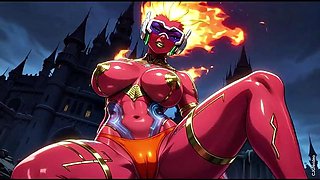 Fire element demon sexy pose Ai animation