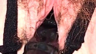 hairy wet bbw cunt spoiled with a small vibrator