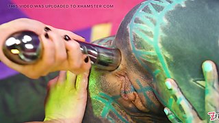 Two Hot Girls in Latex and High Heels Using Big Metal Toy Together, Atp, Anal Gapes, Lesbian