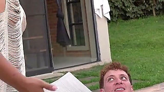 Stepmom Finds Her Stepson Masturbating in the Pool and Volunteers
