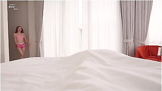 Stepbro Ya Jerking On Me In One-bed Hotel?! Ew! Wanna Stepsister Help Ya With Footjob And Rough Sex?