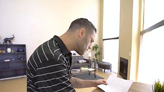 POV Petite Blonde Babysitter Gives Her Boss a Fast Handjob