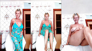 Funny Striptease of a Hot Housewife in the Kitchen