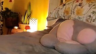 Barbie blonde takes her big boobs out to finger on cam