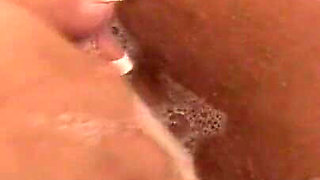 Sexy BBW Kelly Plays with Her Glass Toy in the Bath Tub