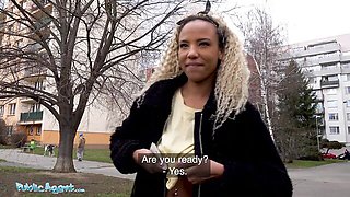 Blonde dirt with perky Romy Indy from Public Agent