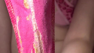 Femdom: Hottie Pisses in Dirty Panties with Hairy Pussy Close-up