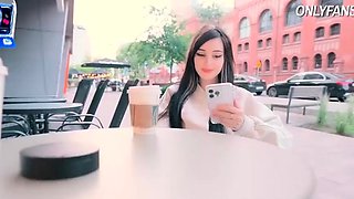 Public getting off with a gigantic salami in a crowded