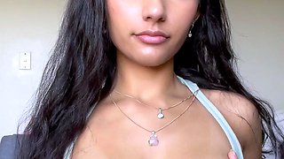 Amateur short haired teen brunette with